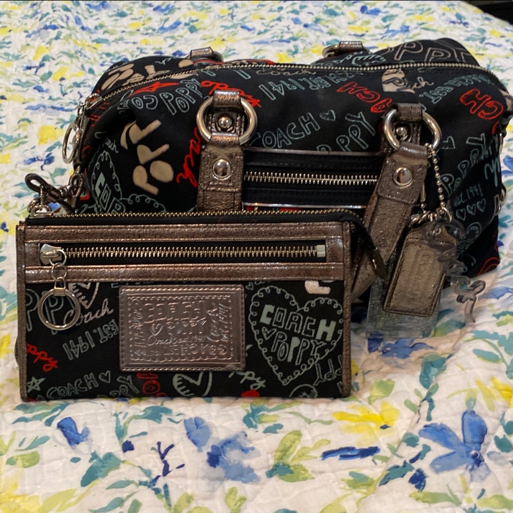 Coach Poppy Graffiti Handbag and Wallet